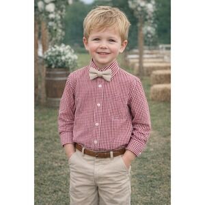 Oscar De La Renta Shirt Boy 6 Red White Gingham